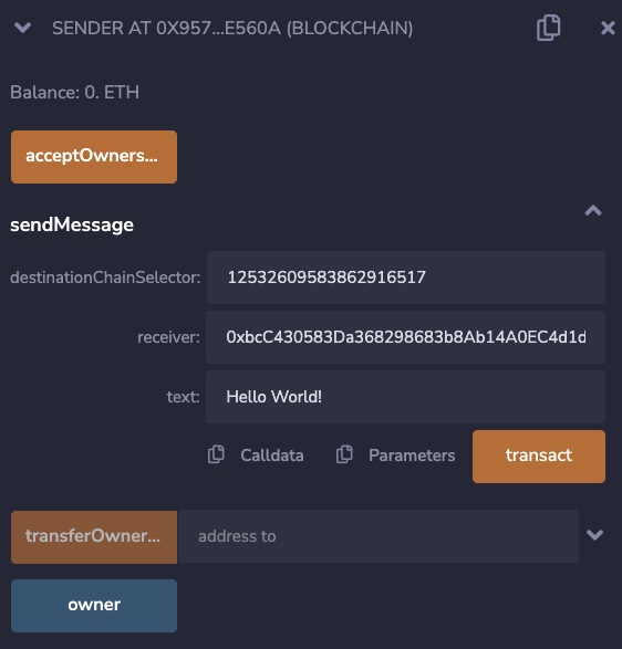 Chainlink CCIP Sepolia send message